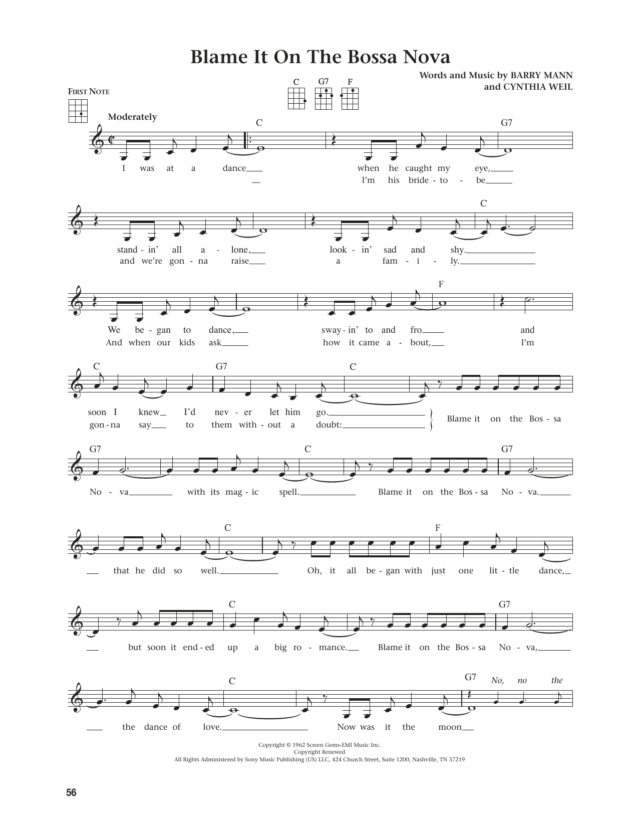 Download Eydie Gorme Blame It On The Bossa Nova (from The Daily Ukulele) (arr. Jim Beloff) Sheet Music and learn how to play Ukulele PDF digital score in minutes