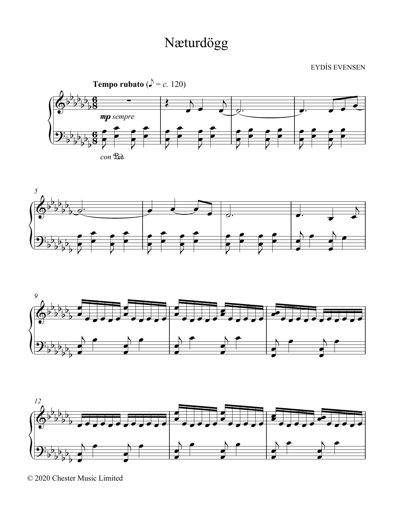 Download Eydis Evensen Næturdögg Sheet Music and learn how to play Piano Solo PDF digital score in minutes