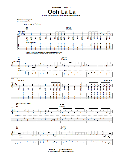 Download Faces Ooh La La Sheet Music and learn how to play Guitar Tab PDF digital score in minutes