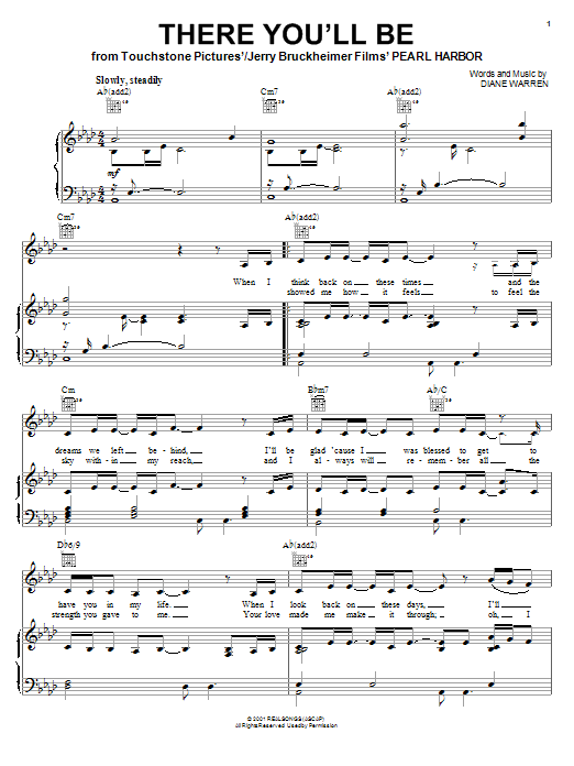 Download Faith Hill There You'll Be Sheet Music and learn how to play Piano (Big Notes) PDF digital score in minutes