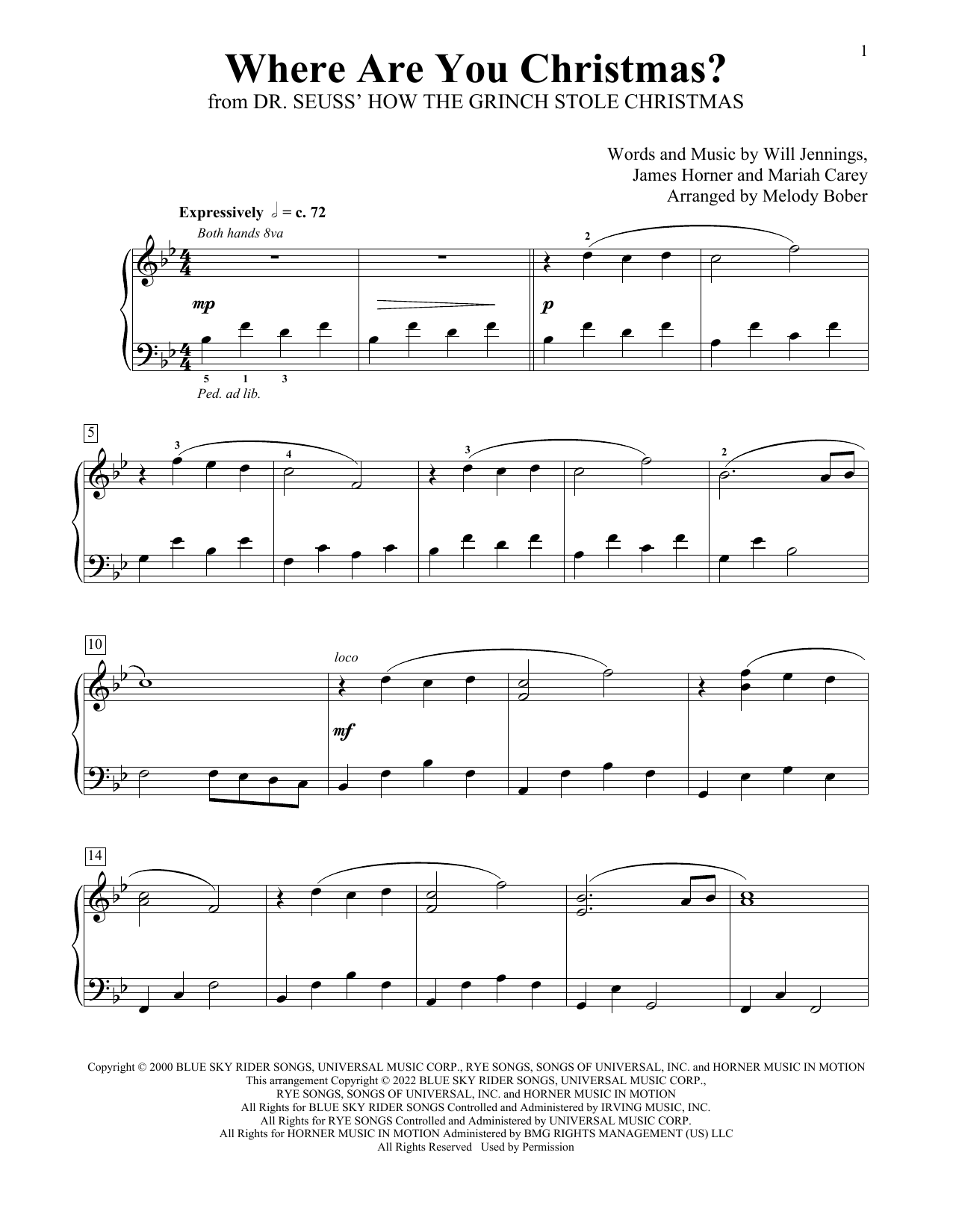Download Faith Hill Where Are You Christmas? (from How The Grinch Stole Christmas) (arr. Melody Bobe Sheet Music and learn how to play Educational Piano PDF digital score in minutes