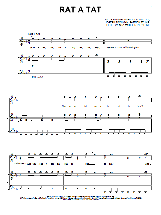 Download Fall Out Boy Rat A Tat Sheet Music and learn how to play Piano, Vocal & Guitar (Right-Hand Melody) PDF digital score in minutes