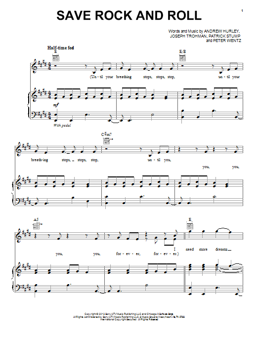 Download Fall Out Boy Save Rock And Roll Sheet Music and learn how to play Piano, Vocal & Guitar (Right-Hand Melody) PDF digital score in minutes