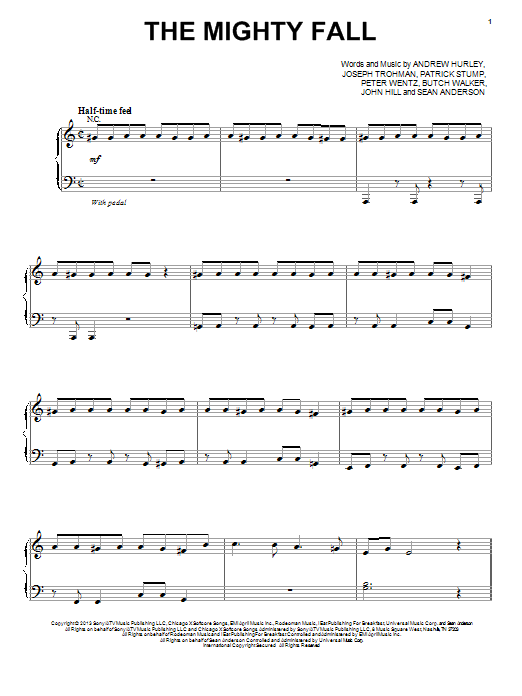 Download Fall Out Boy The Mighty Fall Sheet Music and learn how to play Piano, Vocal & Guitar (Right-Hand Melody) PDF digital score in minutes