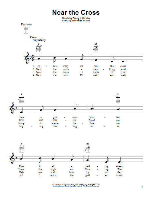 Download Fanny J. Crosby Near The Cross Sheet Music and learn how to play Ukulele PDF digital score in minutes