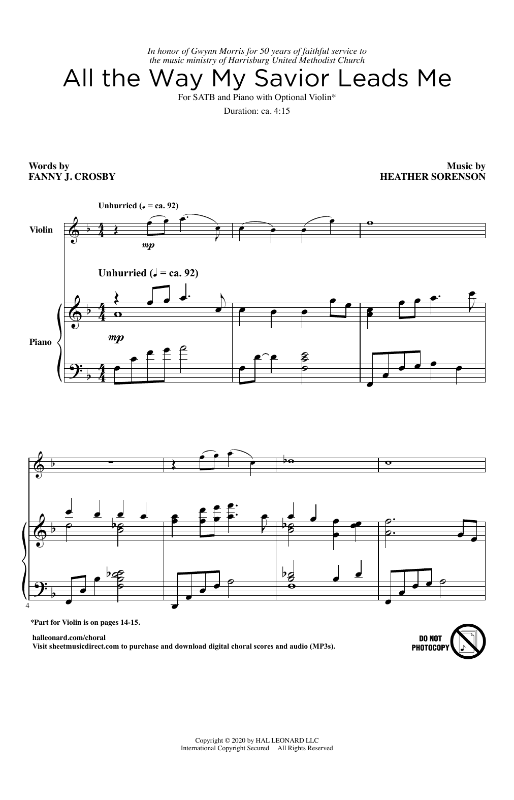 Download Fanny J. Crosby and Heather Sorenson All The Way My Savior Leads Me Sheet Music and learn how to play SATB Choir PDF digital score in minutes