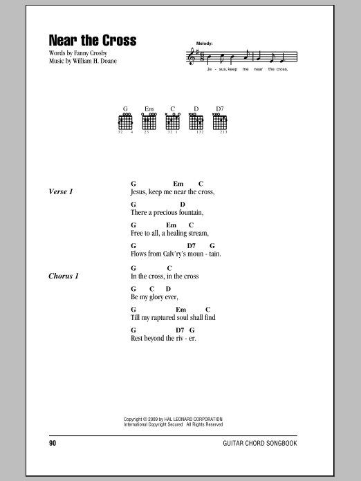 Download Fanny J. Crosby Near The Cross Sheet Music and learn how to play Lyrics & Chords PDF digital score in minutes