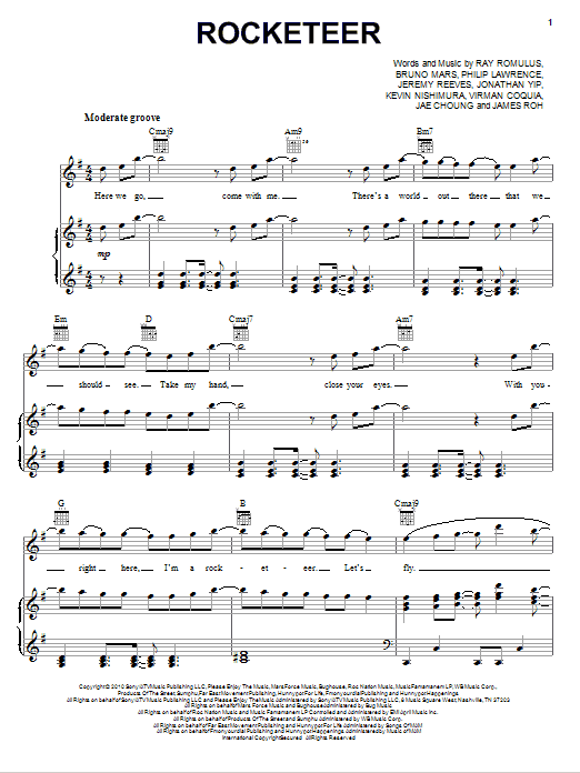 Download Far East Movement Rocketeer Sheet Music and learn how to play Piano, Vocal & Guitar (Right-Hand Melody) PDF digital score in minutes