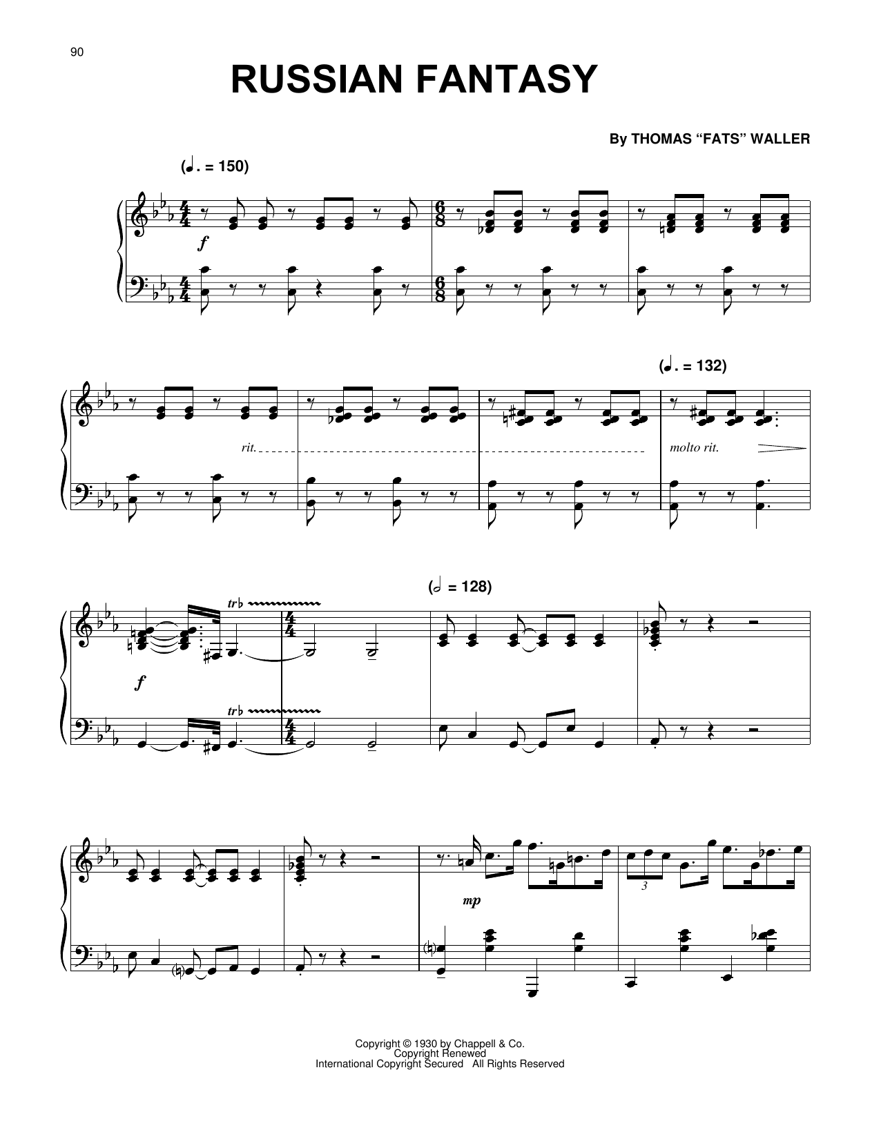 Download Fats Waller Russian Fantasy Sheet Music and learn how to play Piano Solo PDF digital score in minutes