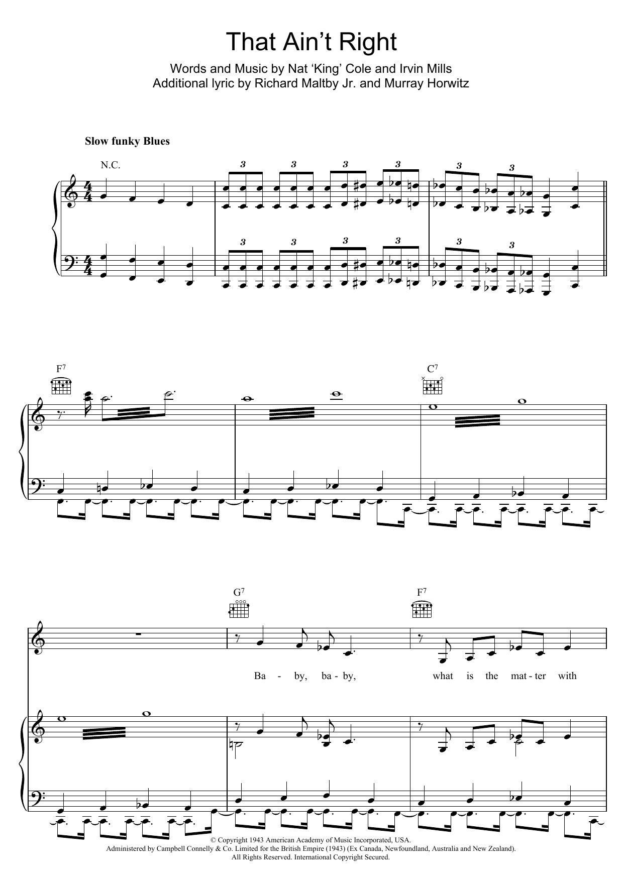 Download Fats Waller That Ain't Right Sheet Music and learn how to play Piano, Vocal & Guitar (Right-Hand Melody) PDF digital score in minutes
