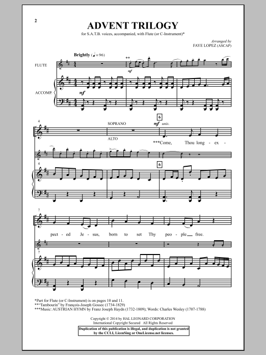 Download Faye Lopez Advent Trilogy Sheet Music and learn how to play SATB PDF digital score in minutes