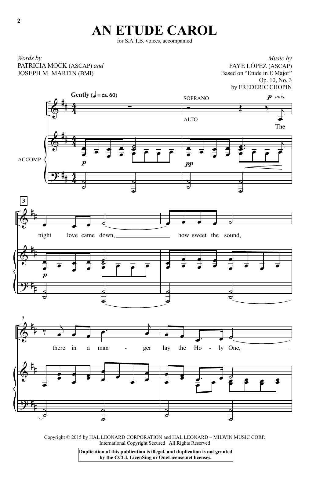 Download Faye Lopez An Etude Carol Sheet Music and learn how to play SATB PDF digital score in minutes