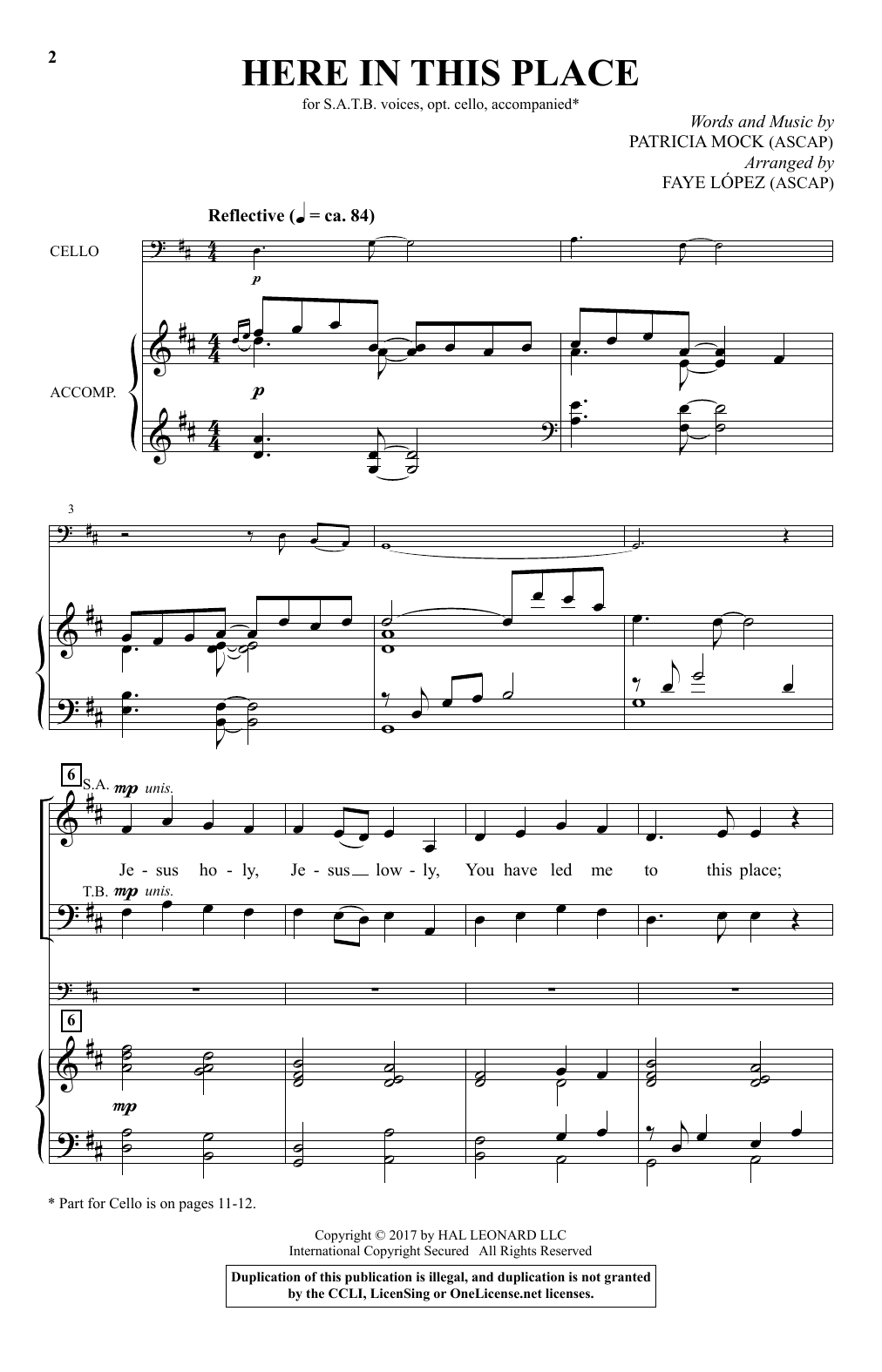 Download Patricia Mock Here In This Place (arr. Faye Lopez) Sheet Music and learn how to play SATB PDF digital score in minutes