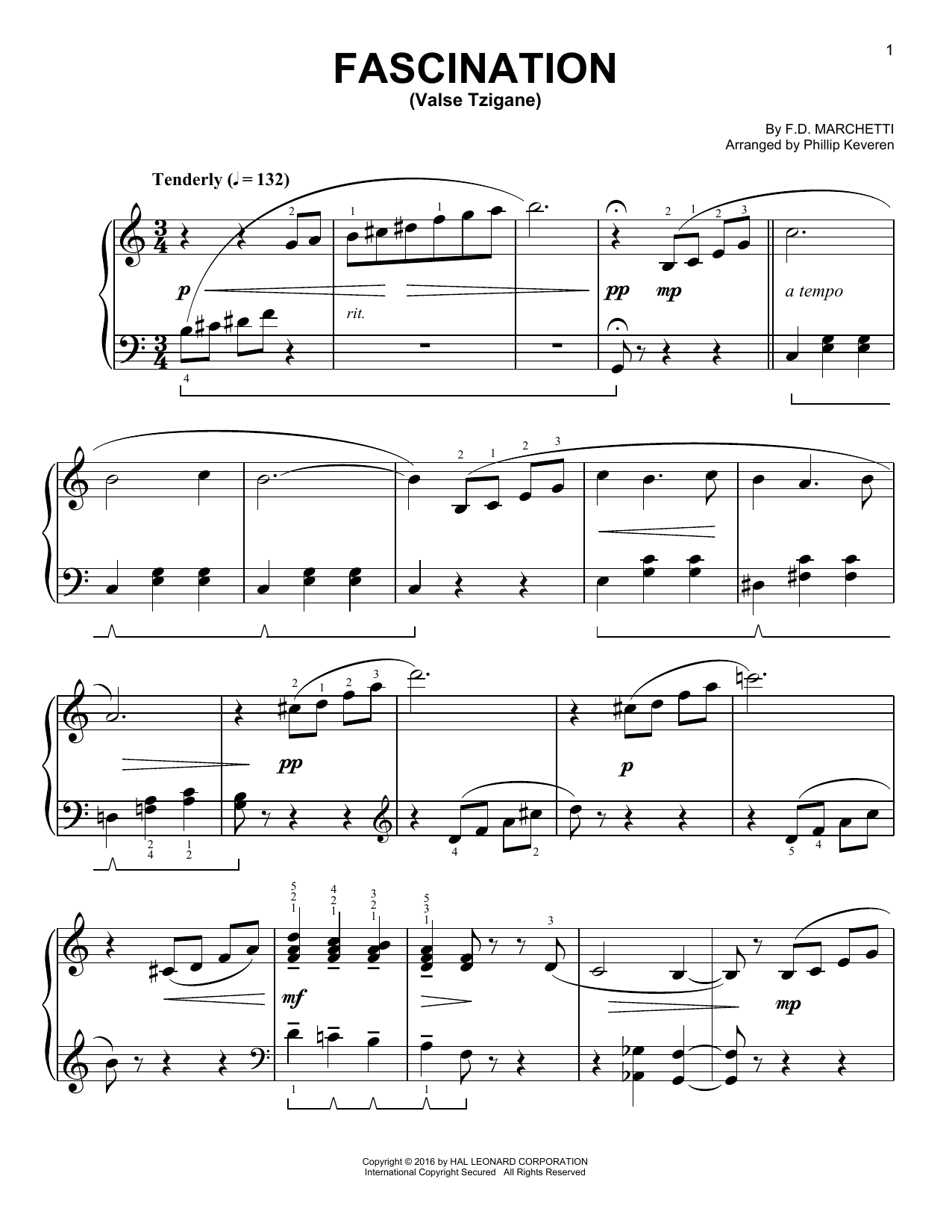 Download Phillip Keveren Fascination (Valse Tzigane) Sheet Music and learn how to play Easy Piano PDF digital score in minutes