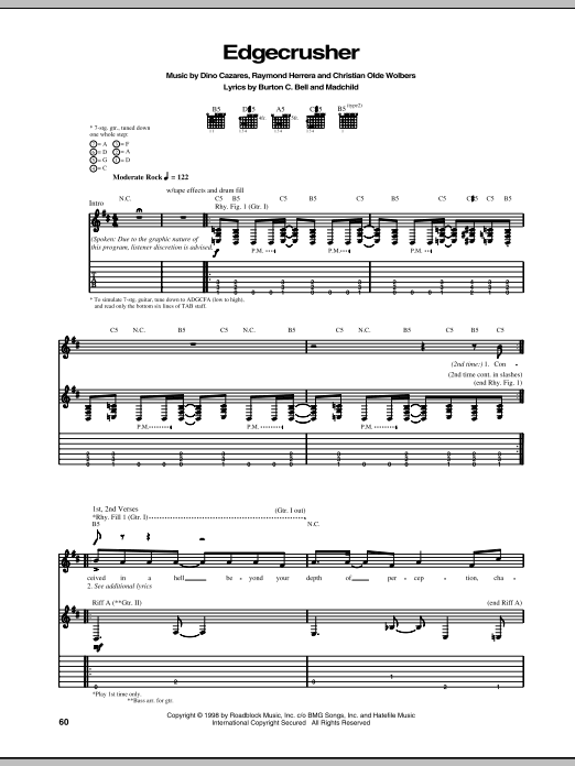 Download Fear Factory Edgecrusher Sheet Music and learn how to play Guitar Tab PDF digital score in minutes