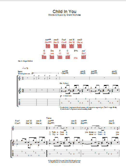 Download Feeder Child In You Sheet Music and learn how to play Guitar Tab PDF digital score in minutes