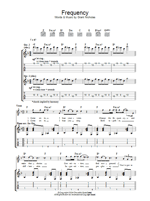 Download Feeder Frequency Sheet Music and learn how to play Guitar Tab PDF digital score in minutes