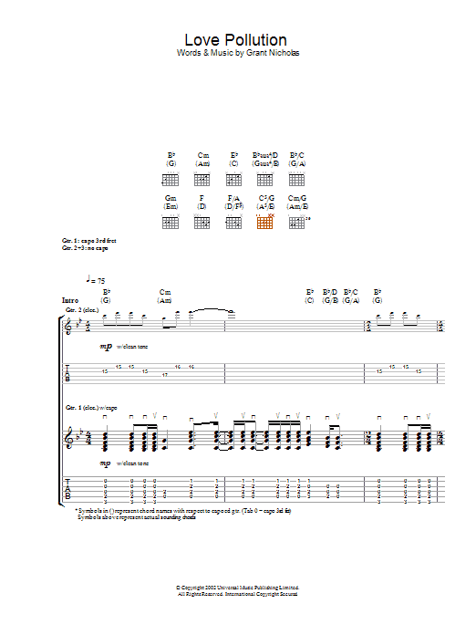 Download Feeder Love Pollution Sheet Music and learn how to play Guitar Tab PDF digital score in minutes