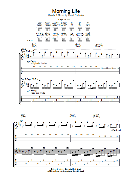 Download Feeder Morning Life Sheet Music and learn how to play Guitar Tab PDF digital score in minutes