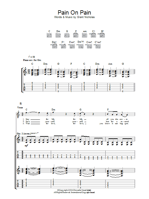 Download Feeder Pain On Pain Sheet Music and learn how to play Guitar Tab PDF digital score in minutes