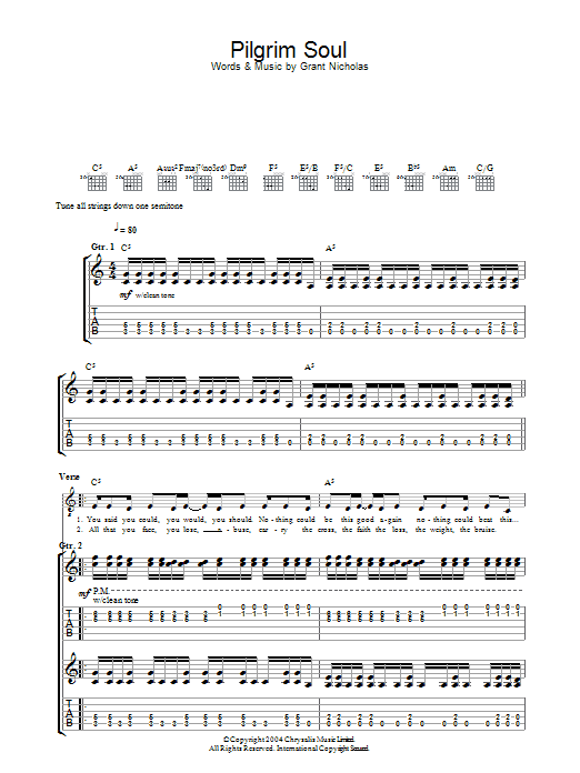 Download Feeder Pilgrim Soul Sheet Music and learn how to play Guitar Tab PDF digital score in minutes