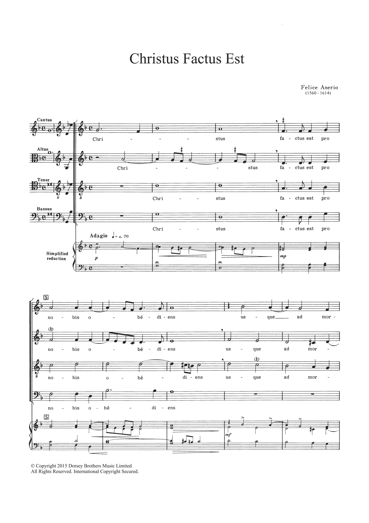 Download Felice Anerio Christus Factus Est Sheet Music and learn how to play Choir PDF digital score in minutes