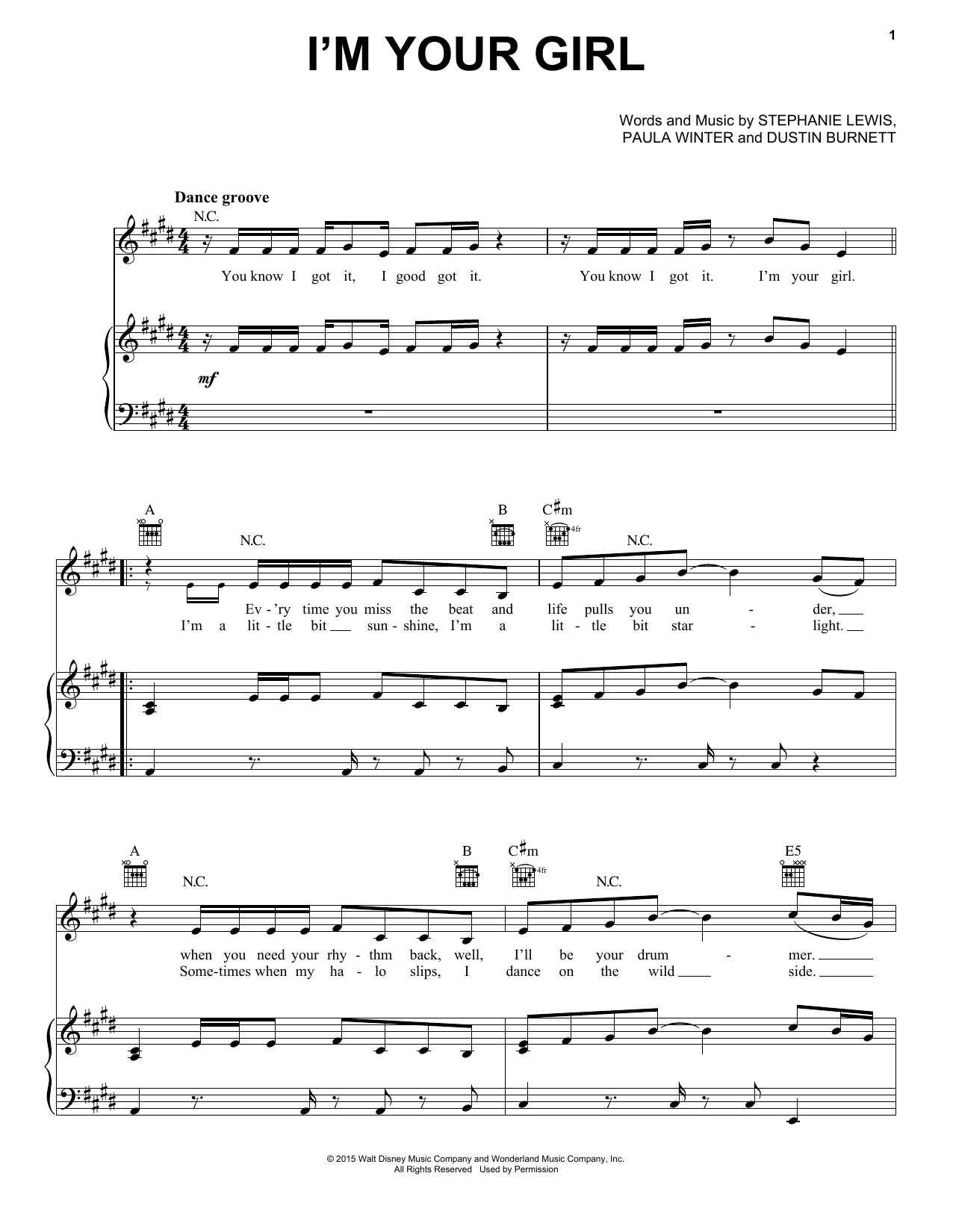 Download Felicia Barton I'm Your Girl Sheet Music and learn how to play Piano, Vocal & Guitar (Right-Hand Melody) PDF digital score in minutes