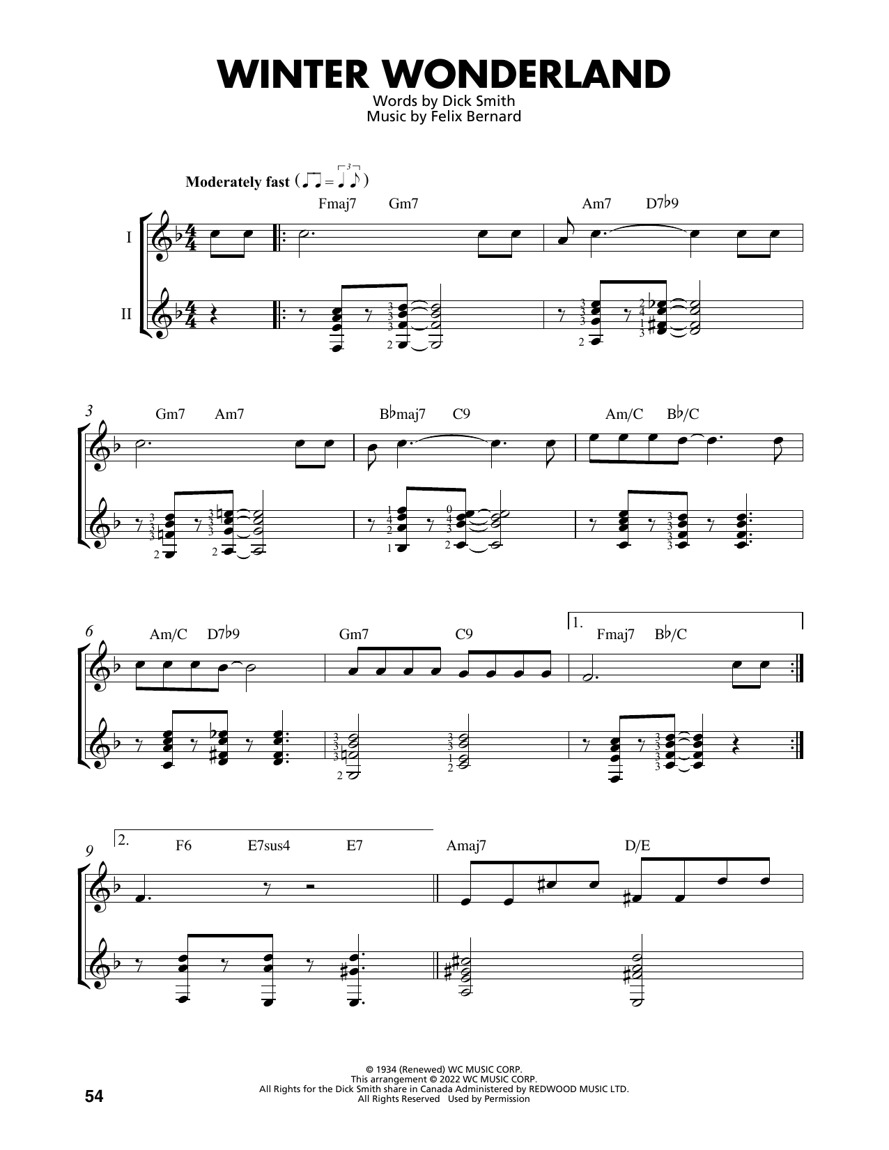 Download Felix Bernard Winter Wonderland (arr. Mark Phillips) Sheet Music and learn how to play Easy Guitar Tab PDF digital score in minutes