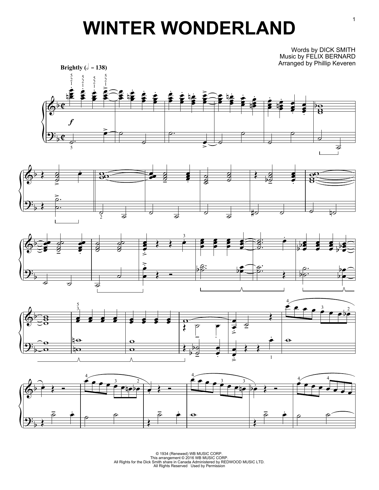 Download Phillip Keveren Winter Wonderland Sheet Music and learn how to play Piano PDF digital score in minutes
