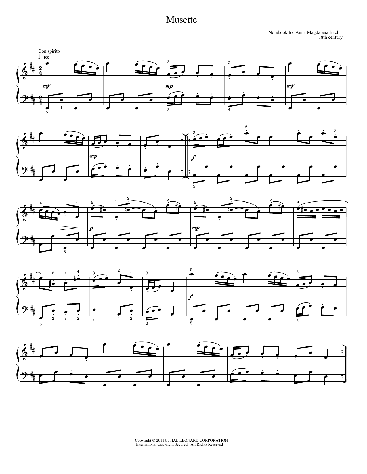 Download Félix Le Couppey Musette Sheet Music and learn how to play Easy Piano PDF digital score in minutes