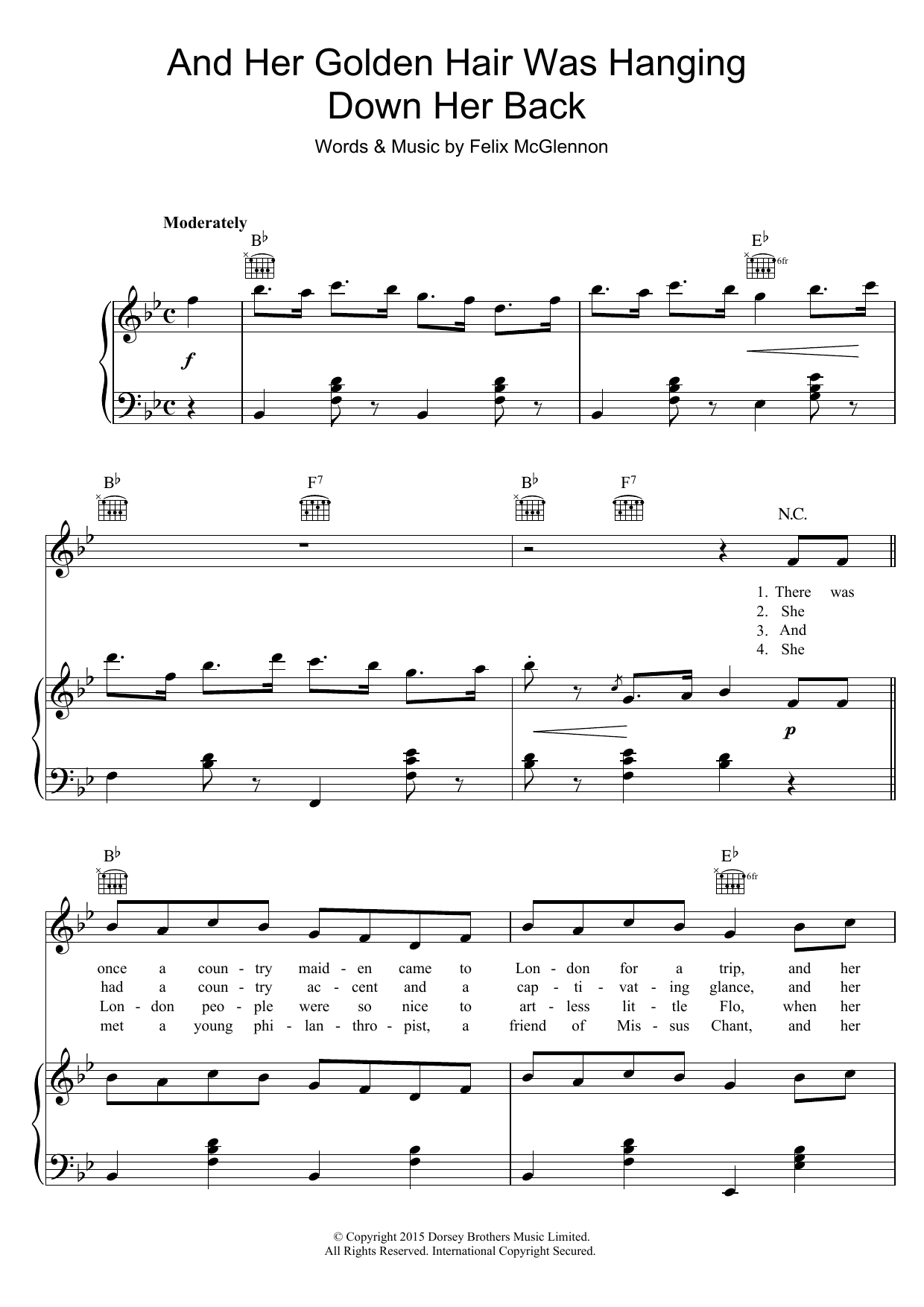 Download Felix McGlennon And Her Golden Hair Was Hanging Down Her Back Sheet Music and learn how to play Piano, Vocal & Guitar (Right-Hand Melody) PDF digital score in minutes