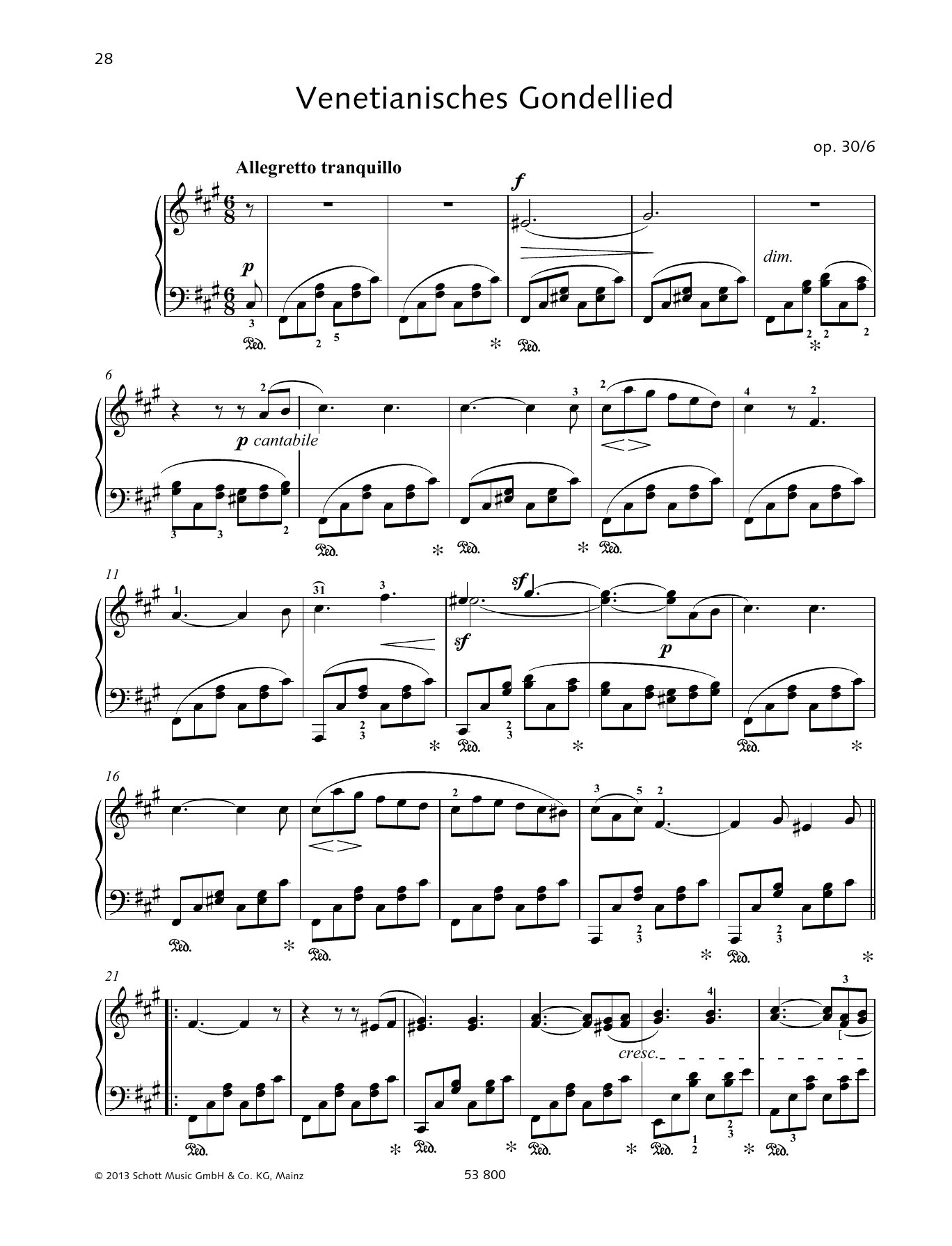 Download Felix Mendelssohn Bartholdy Allegretto tranquillo Sheet Music and learn how to play Piano Solo PDF digital score in minutes