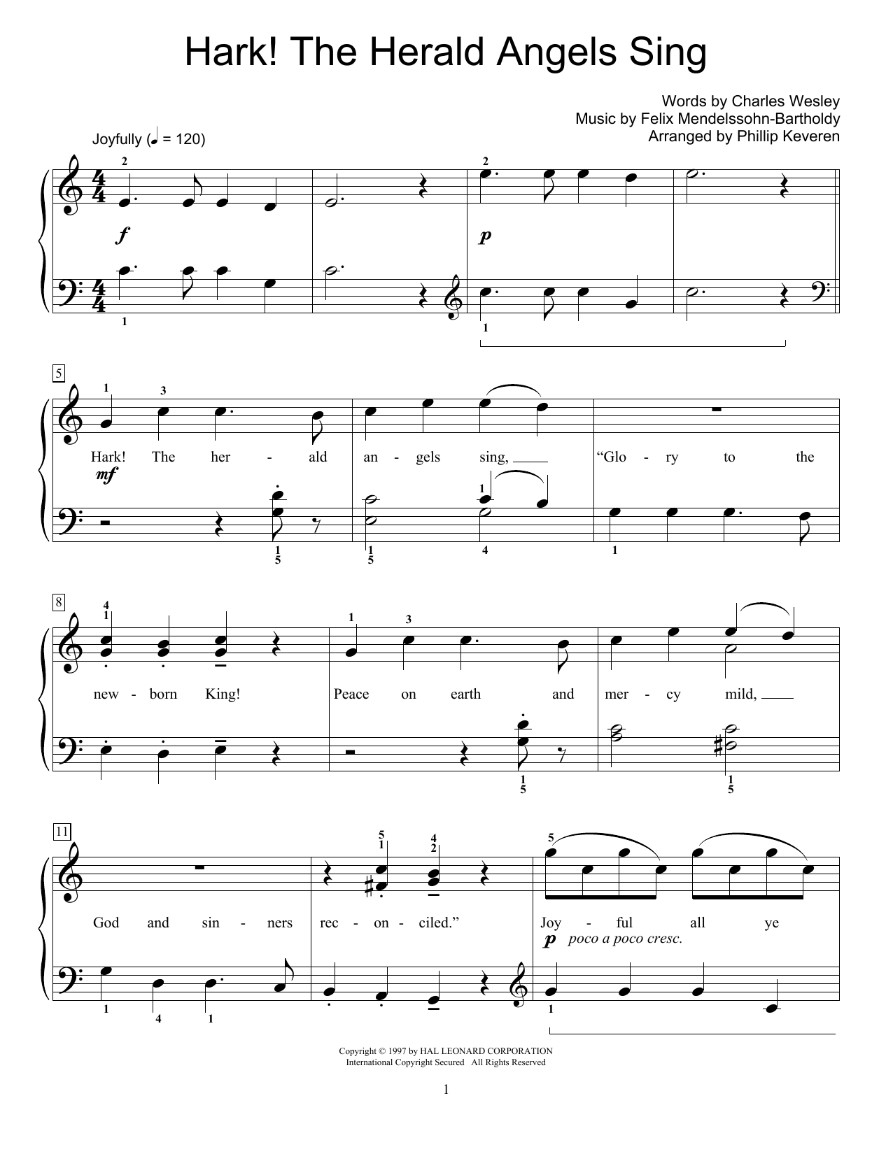 Download Felix Mendelssohn-Bartholdy Hark! The Herald Angels Sing Sheet Music and learn how to play Educational Piano PDF digital score in minutes