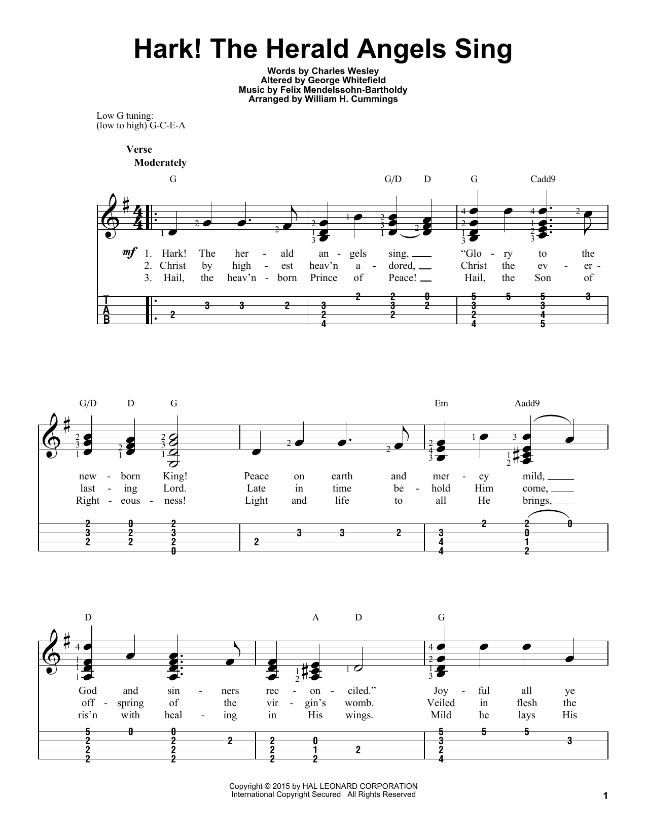 Download Felix Mendelssohn-Bartholdy Hark! The Herald Angels Sing Sheet Music and learn how to play Easy Guitar PDF digital score in minutes