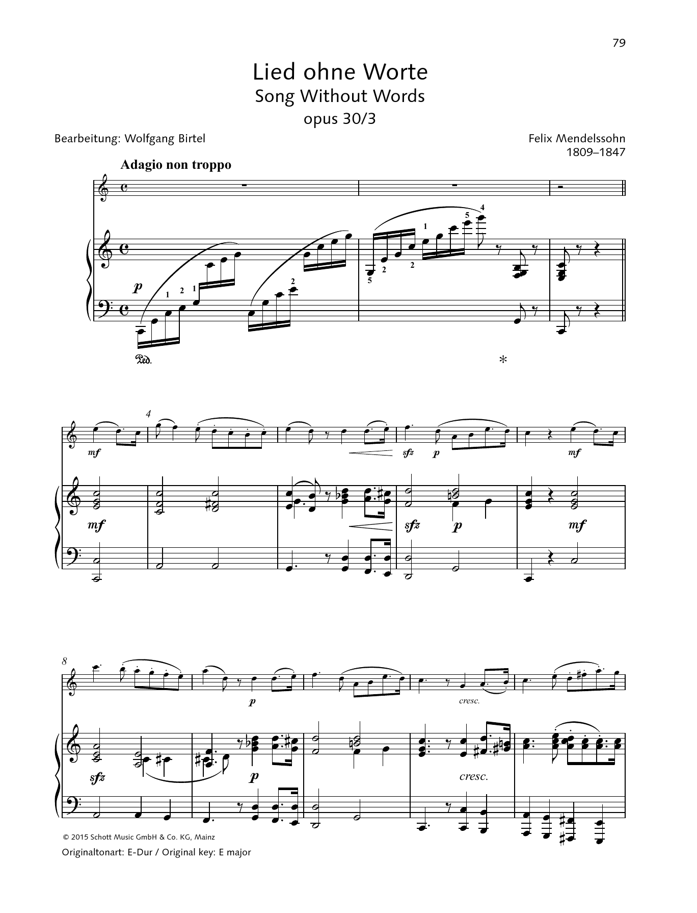 Download Felix Mendelssohn Bartholdy Song Without Words Sheet Music and learn how to play String Solo PDF digital score in minutes