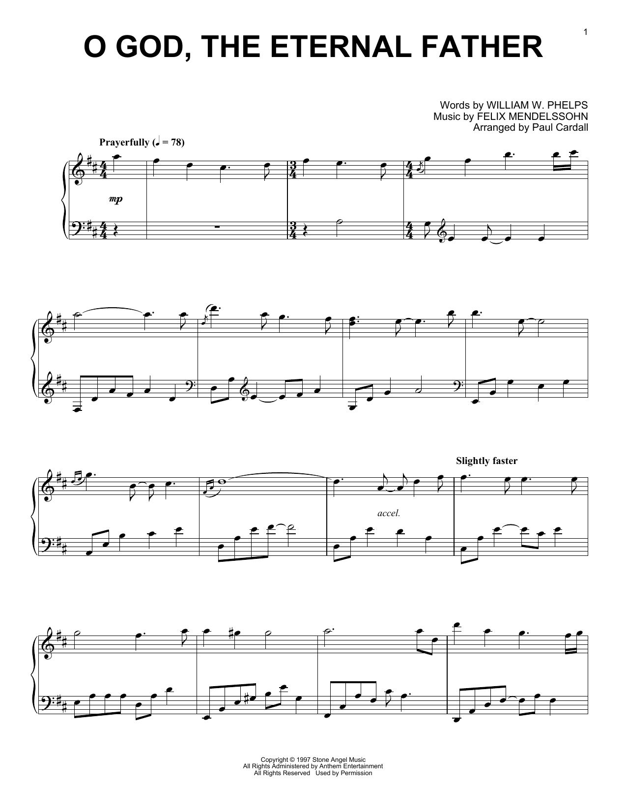 Download Felix Mendelssohn O God, The Eternal Father (arr. Paul Cardall) Sheet Music and learn how to play Piano Solo PDF digital score in minutes