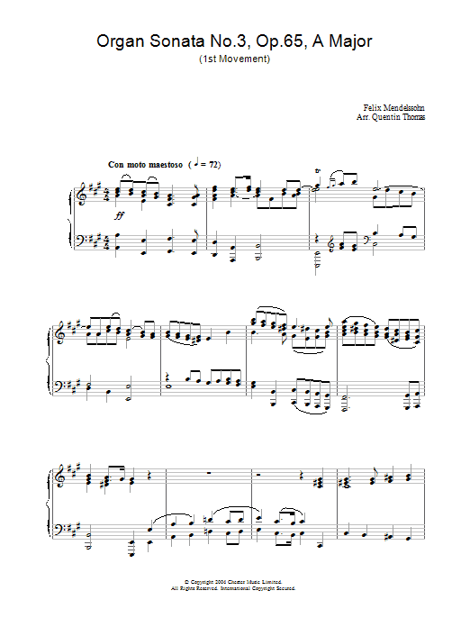 Download Felix Mendelssohn Organ Sonata No.3, Op.65, A Major Sheet Music and learn how to play Piano PDF digital score in minutes
