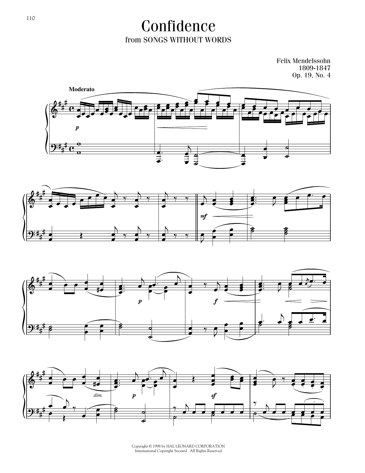 Download Felix Mendelssohn Song Without Words, Op. 19, No. 4 Sheet Music and learn how to play Piano Solo PDF digital score in minutes