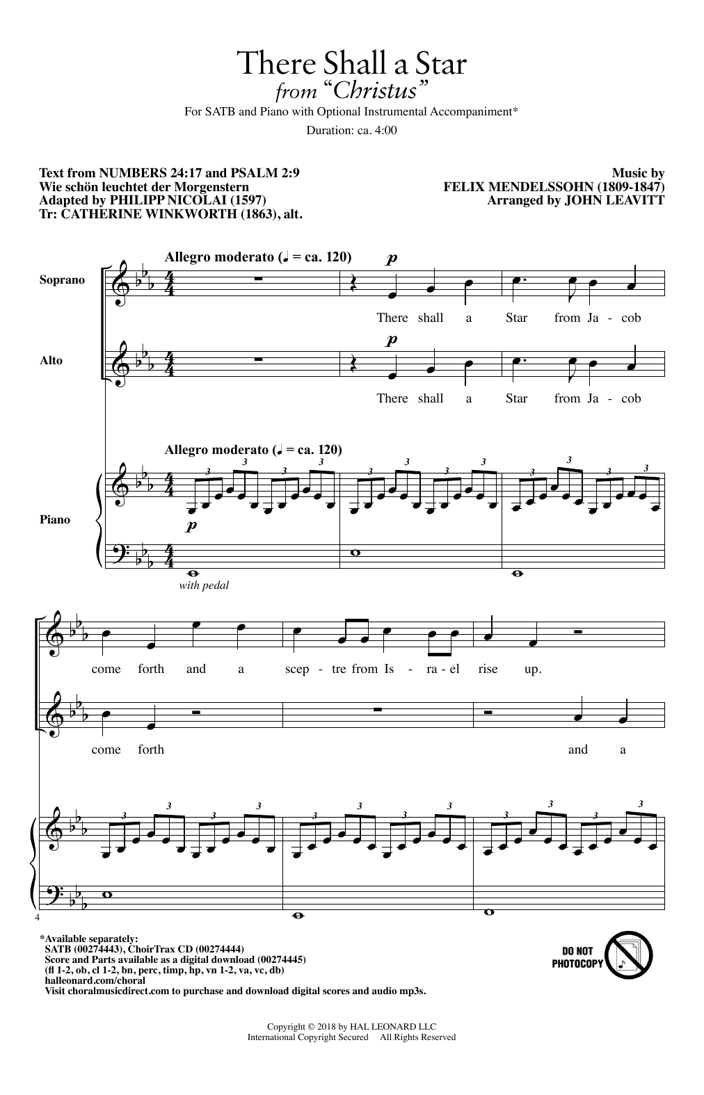 Download Felix Mendelssohn There Shall A Star (arr. John Leavitt) Sheet Music and learn how to play SATB Choir PDF digital score in minutes