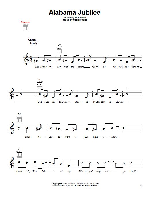 Download Ferco String Band Alabama Jubilee Sheet Music and learn how to play Ukulele PDF digital score in minutes