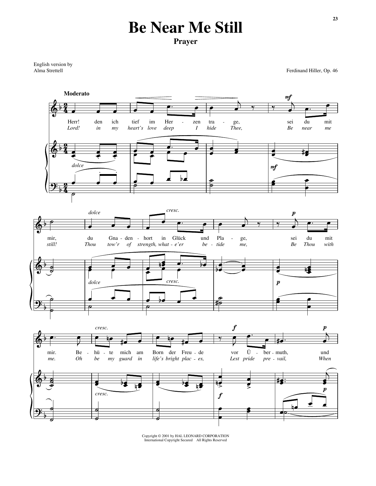 Download Ferdinand Hiller Be Near Me Still (arr. Richard Walters) (High Voice) Sheet Music and learn how to play Piano & Vocal PDF digital score in minutes