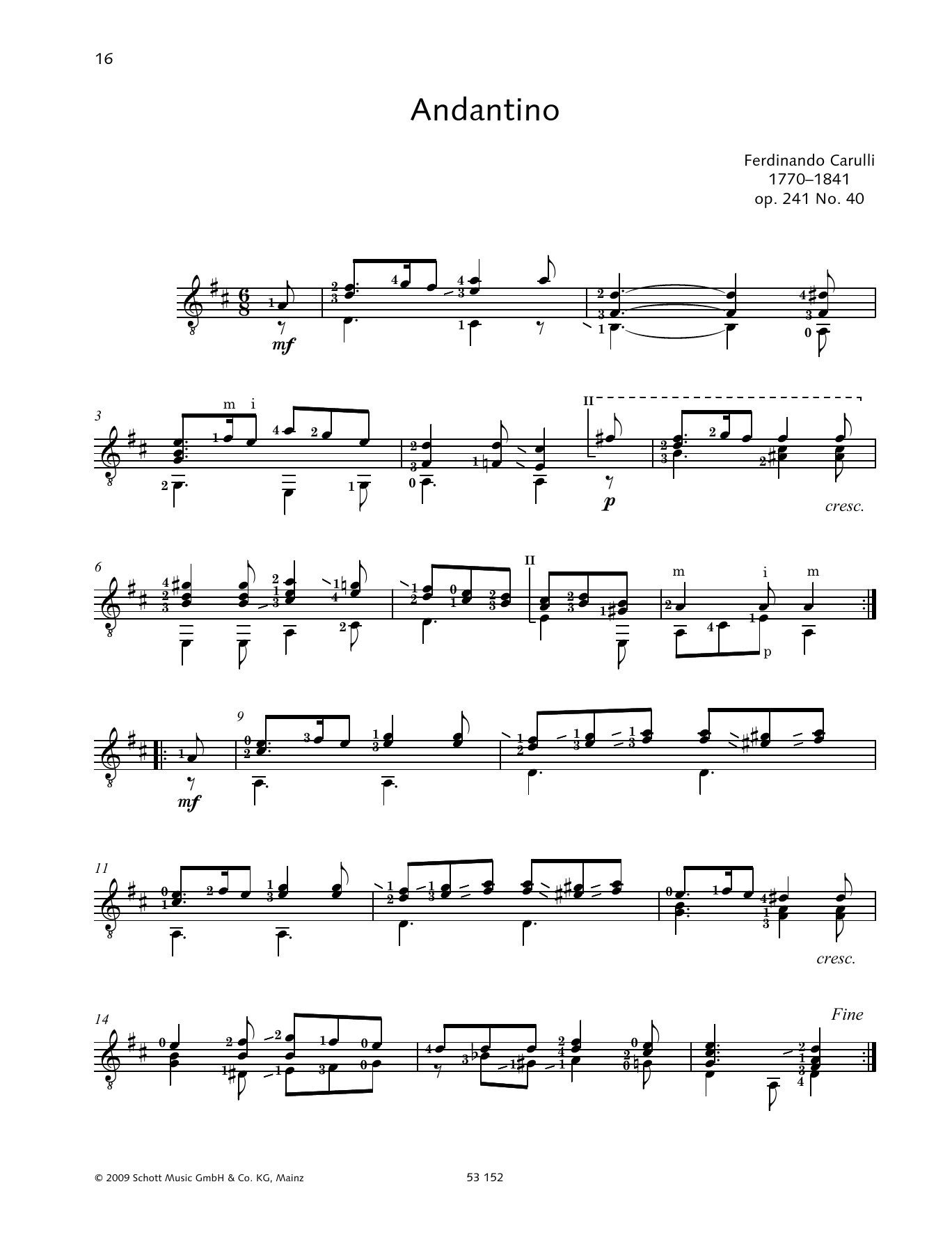 Download Ferdinando Carulli Andantino Sheet Music and learn how to play Solo Guitar PDF digital score in minutes
