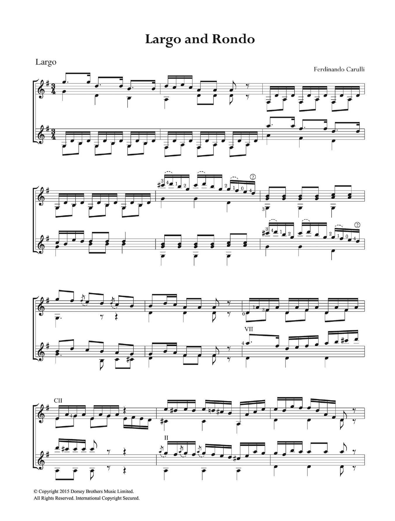 Download Ferdinando Carulli Largo and Rondo Sheet Music and learn how to play Guitar PDF digital score in minutes
