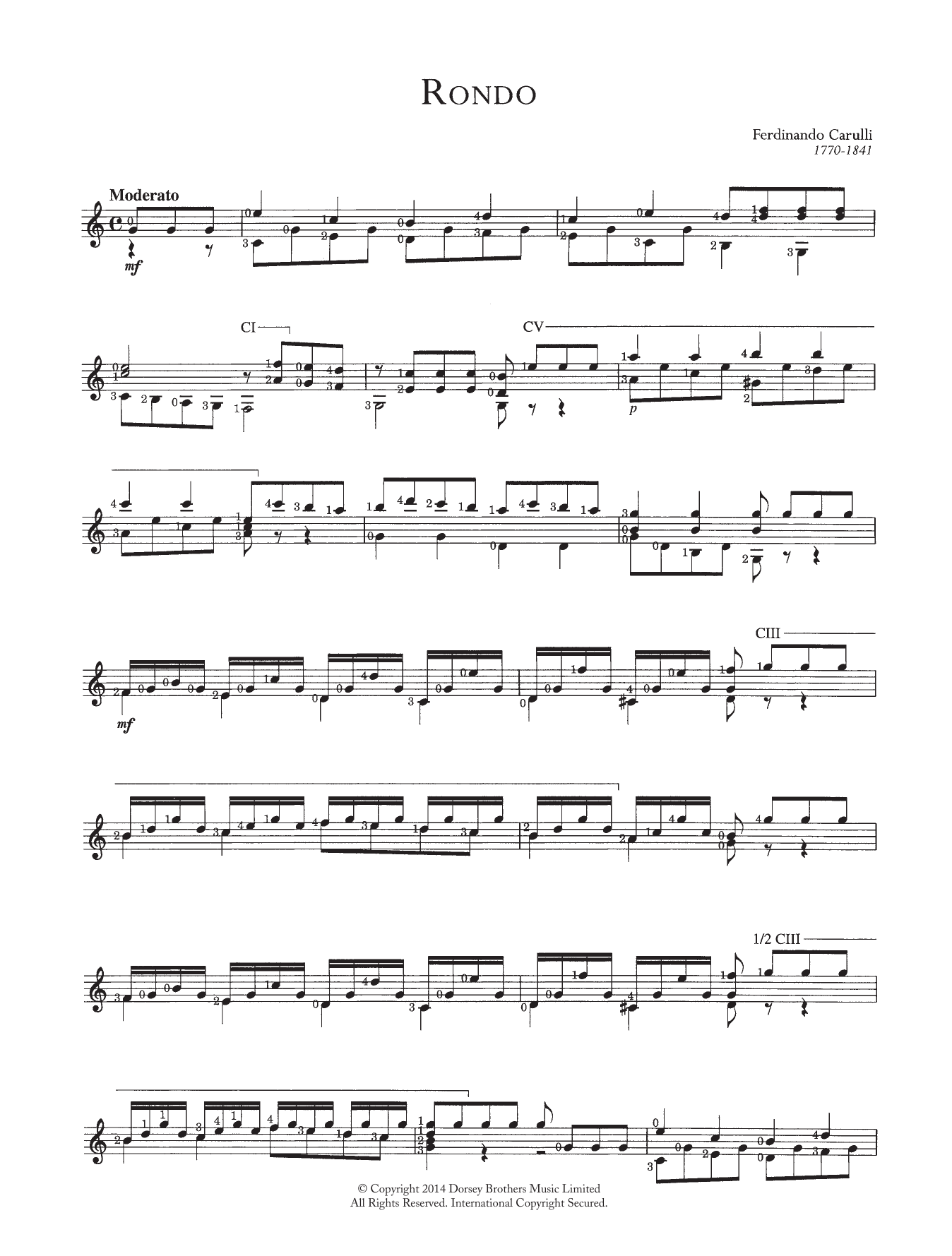 Download Ferdinando Carulli Rondo Sheet Music and learn how to play Guitar PDF digital score in minutes