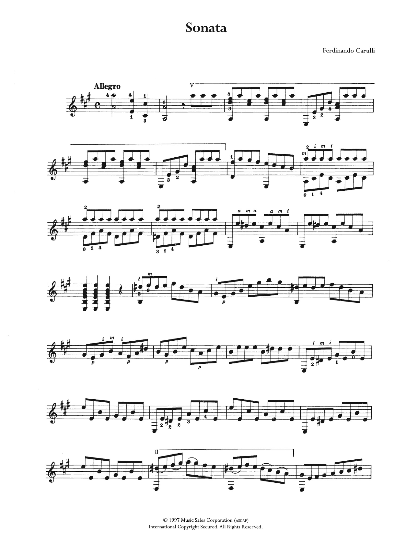 Download Ferdinando Carulli Sonata Sheet Music and learn how to play Guitar PDF digital score in minutes