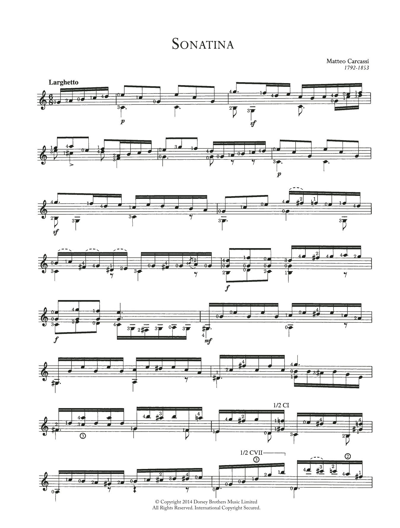 Download Matteo Carcassi Sonatina Sheet Music and learn how to play Guitar PDF digital score in minutes