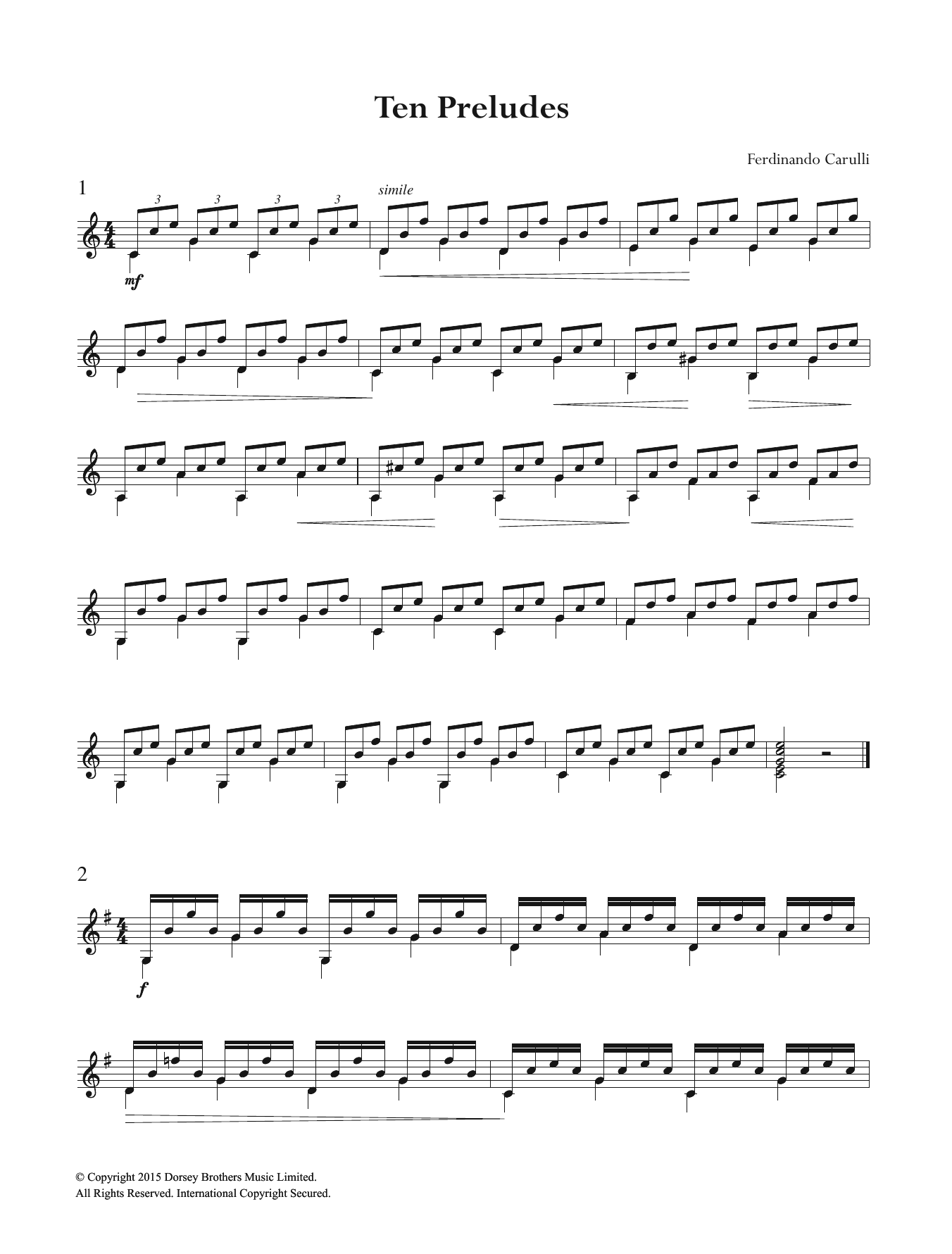 Download Ferdinando Carulli Ten Preludes Sheet Music and learn how to play Guitar PDF digital score in minutes