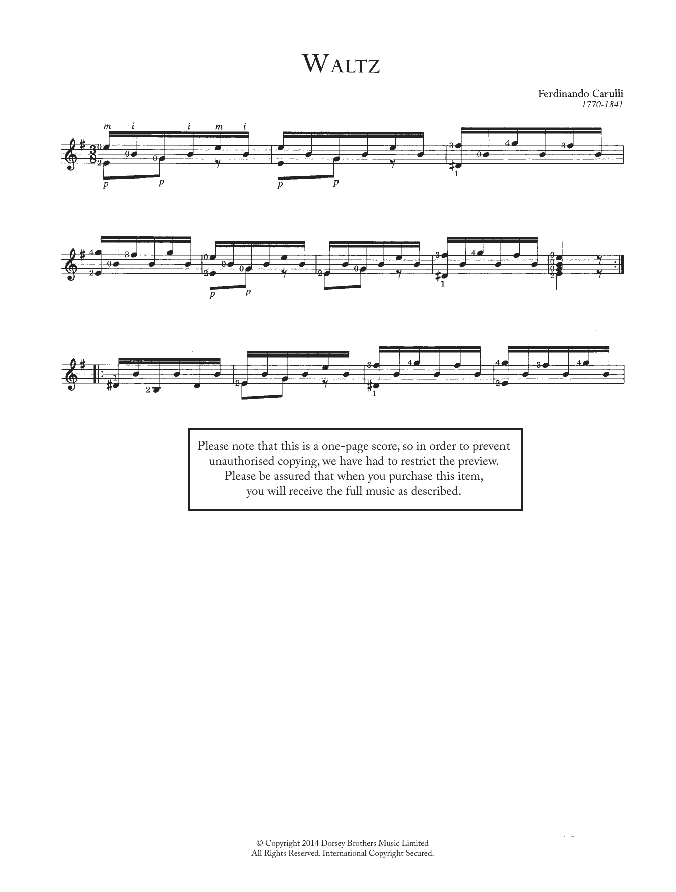 Download Ferdinando Carulli Waltz Sheet Music and learn how to play Guitar PDF digital score in minutes