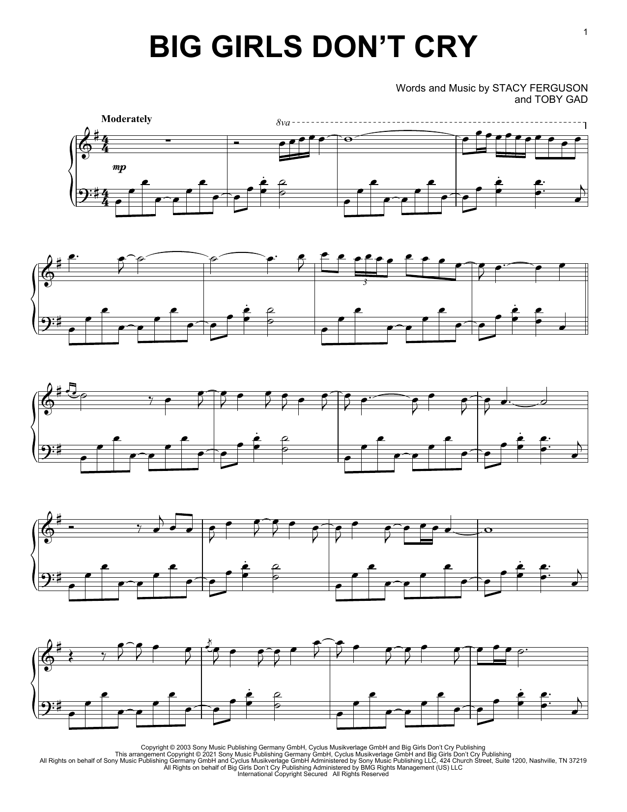 Download Fergie Big Girls Don't Cry [Classical version] Sheet Music and learn how to play Piano Solo PDF digital score in minutes