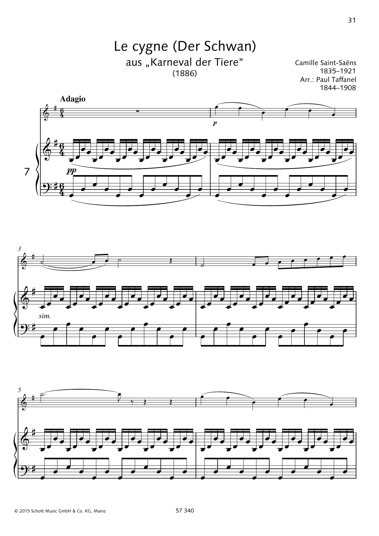 Download Fernand de la Tombelle Le Cygne Sheet Music and learn how to play Woodwind Solo PDF digital score in minutes
